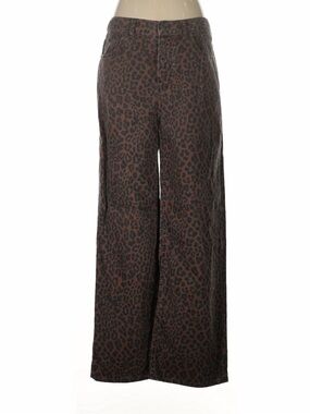 Madewell Wide Leg Leopard Print Pants - Brown/Black